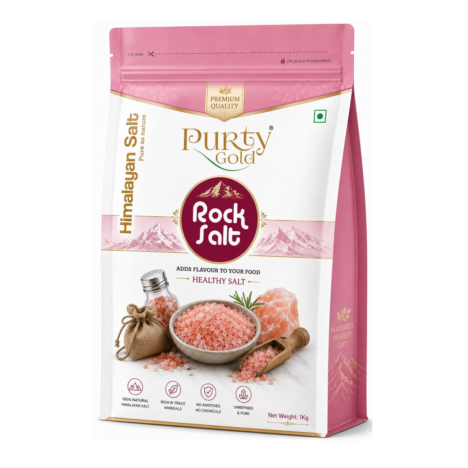 Purty Gold 1Kg Rock Salt Sold in 10Kg